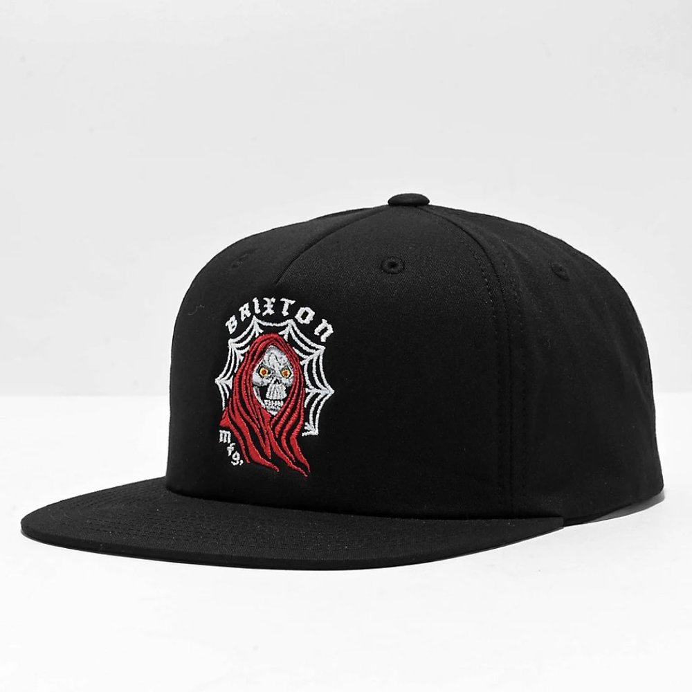 NWT Brixton Grim Reaper Black Snapback Wool Blend Hat